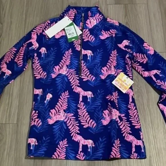 SOLD! Lilly Pulitzer Skipper Popover NWT XS Royal Purple Dazzle Zip UPF 50+ NEW - Picture 12 of 16